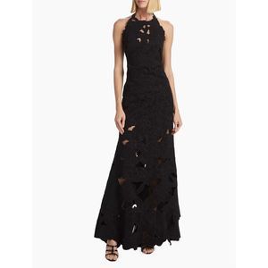 Reem Acra Cut-Out Embroidered Floral Halter Gown US 10 $3595